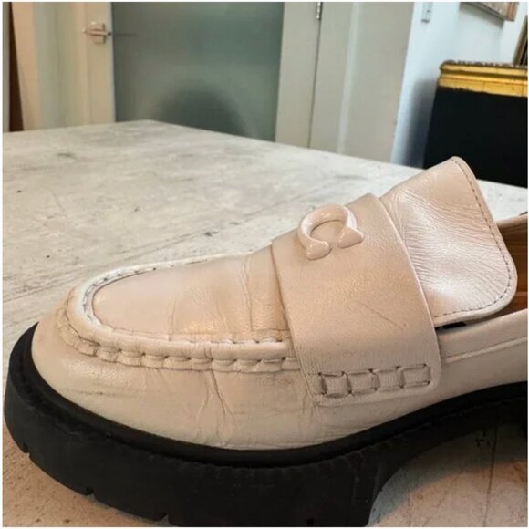 COACH Leah Leather Loafers – Cream, Size 9 - Picture 6 of 8
